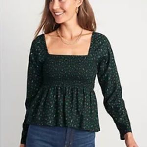 Floral Smocked Babydoll Blouse